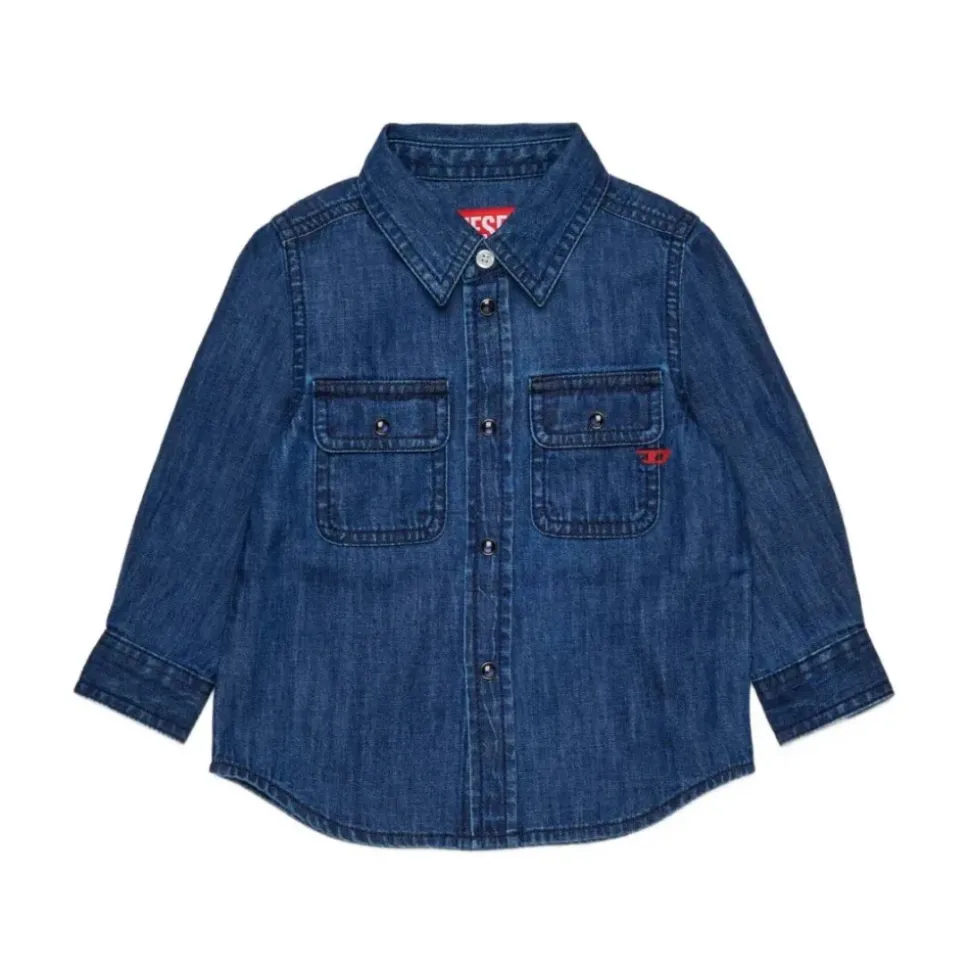 Denimskjorte med brodert logo