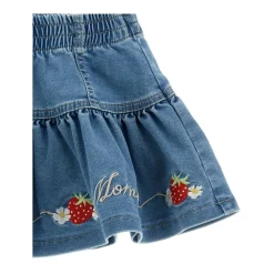 Denimskjørt med jordbærbroderi