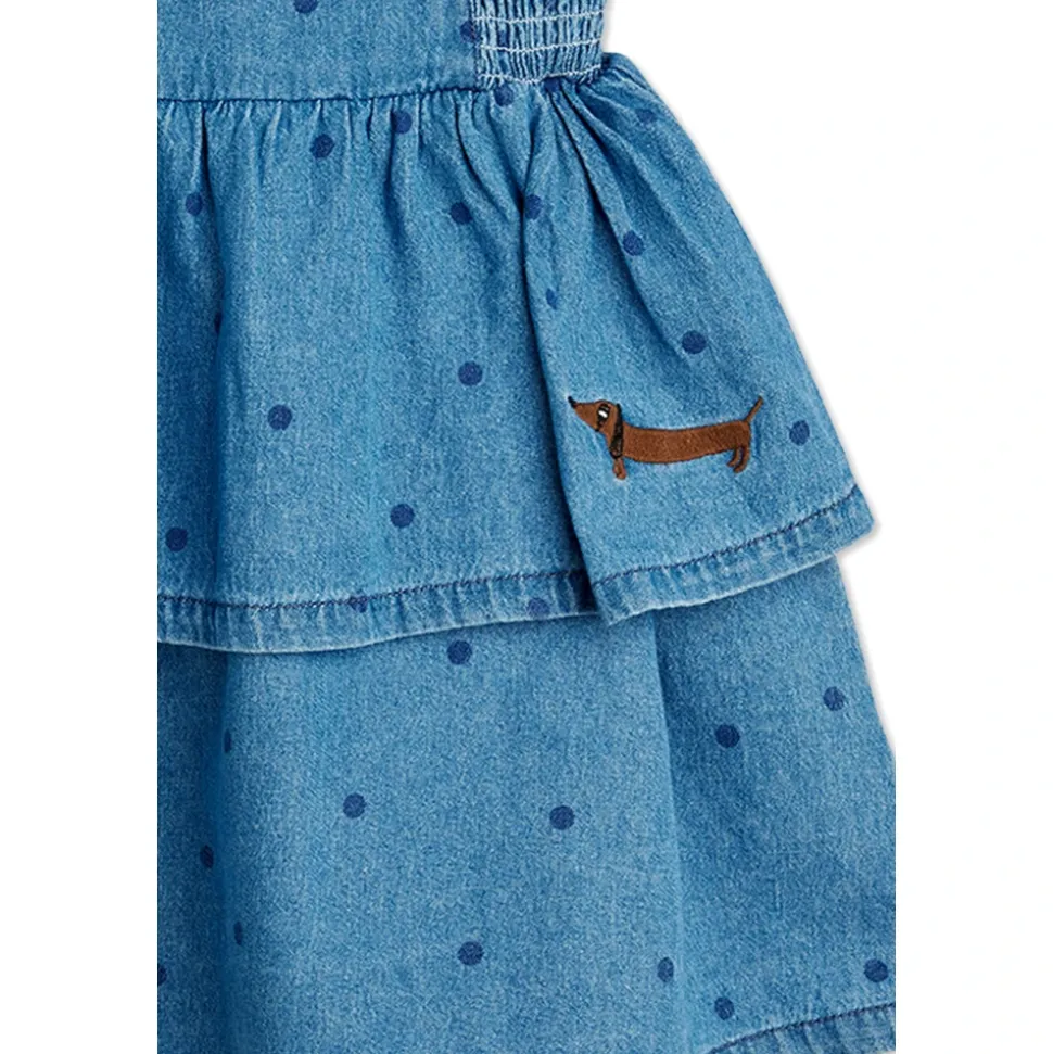 Denim Turtleneck-kjole med stropper