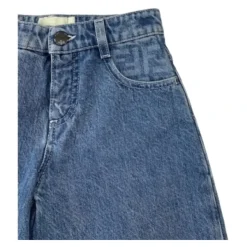 Denim Wide Leg Jeans med Logobroderi