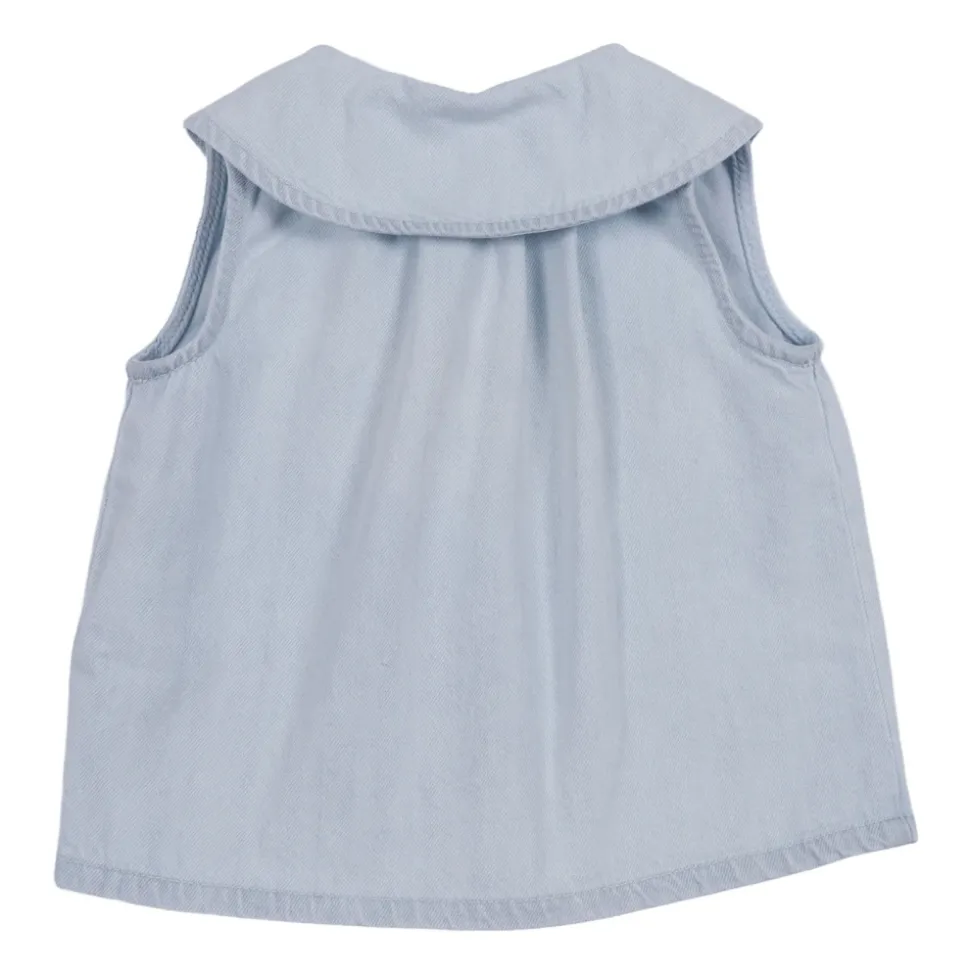 Embroidered-Collar Top