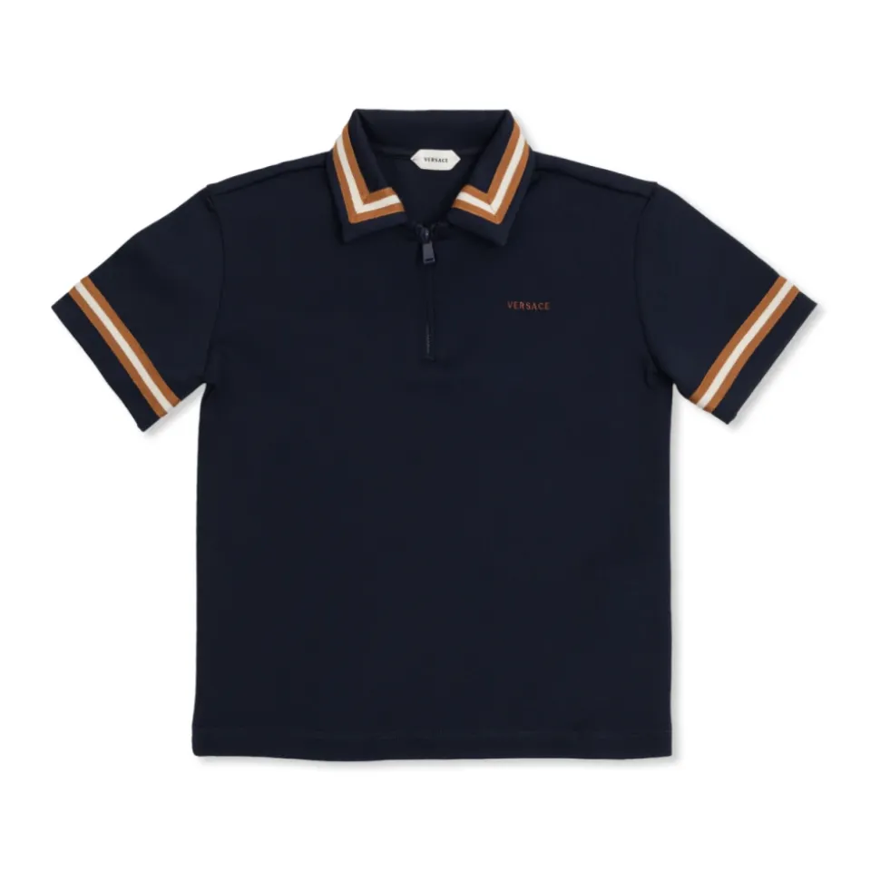 Embroidered-Logo Stretch Piqué Zip Polo