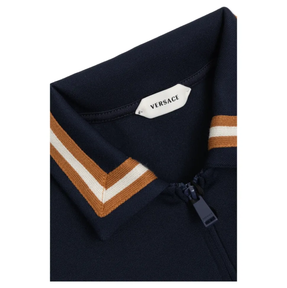 Embroidered-Logo Stretch Piqué Zip Polo