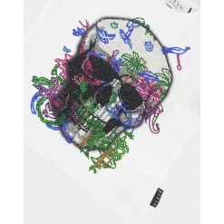 Embroidered T-shirt Round Neck SS with Crystals Skull