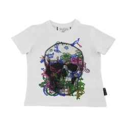 Embroidered T-shirt Round Neck SS with Crystals Skull