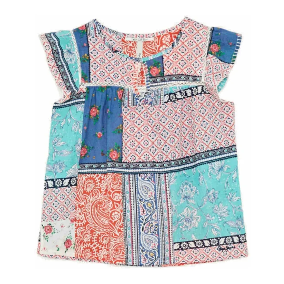 Etnisk Susan Bluse med Blonder Detaljer