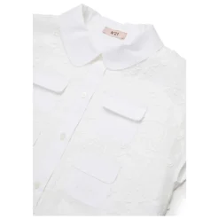 Floral Appliqué Four-Pockets Shirt