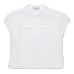 Floral Appliqué Four-Pockets Shirt