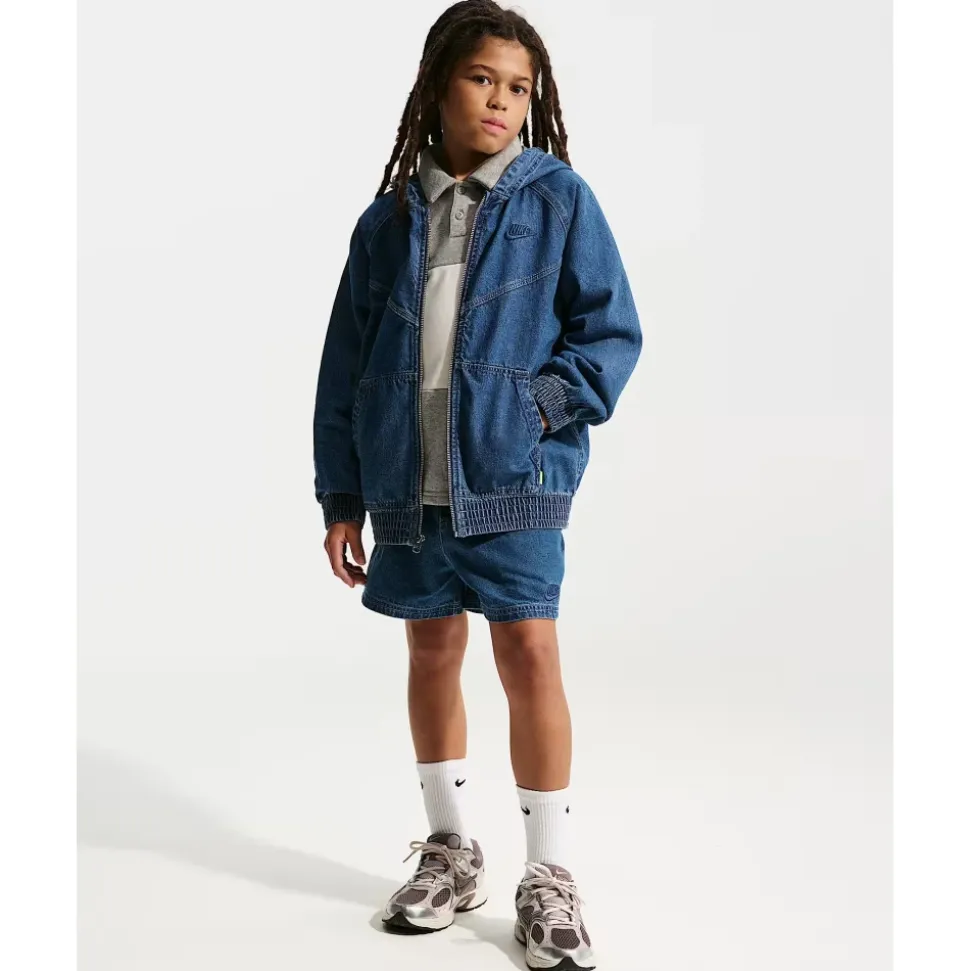 Full-Zip Hooded Denim Jacket
