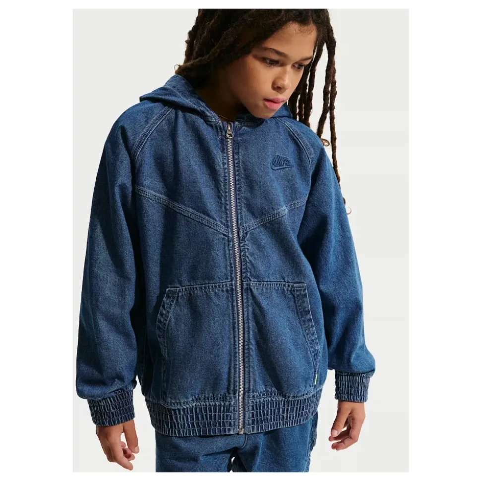 Full-Zip Hooded Denim Jacket