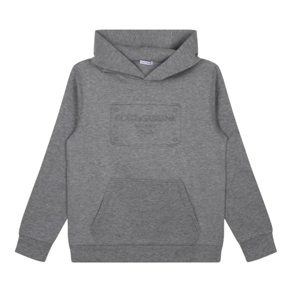 Grå Logo Print Hoodie