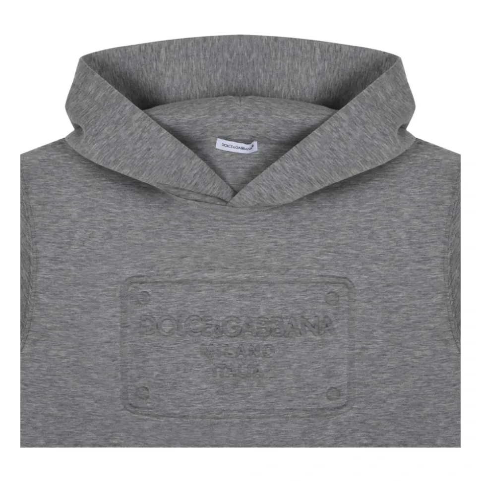 Grå Logo Print Hoodie