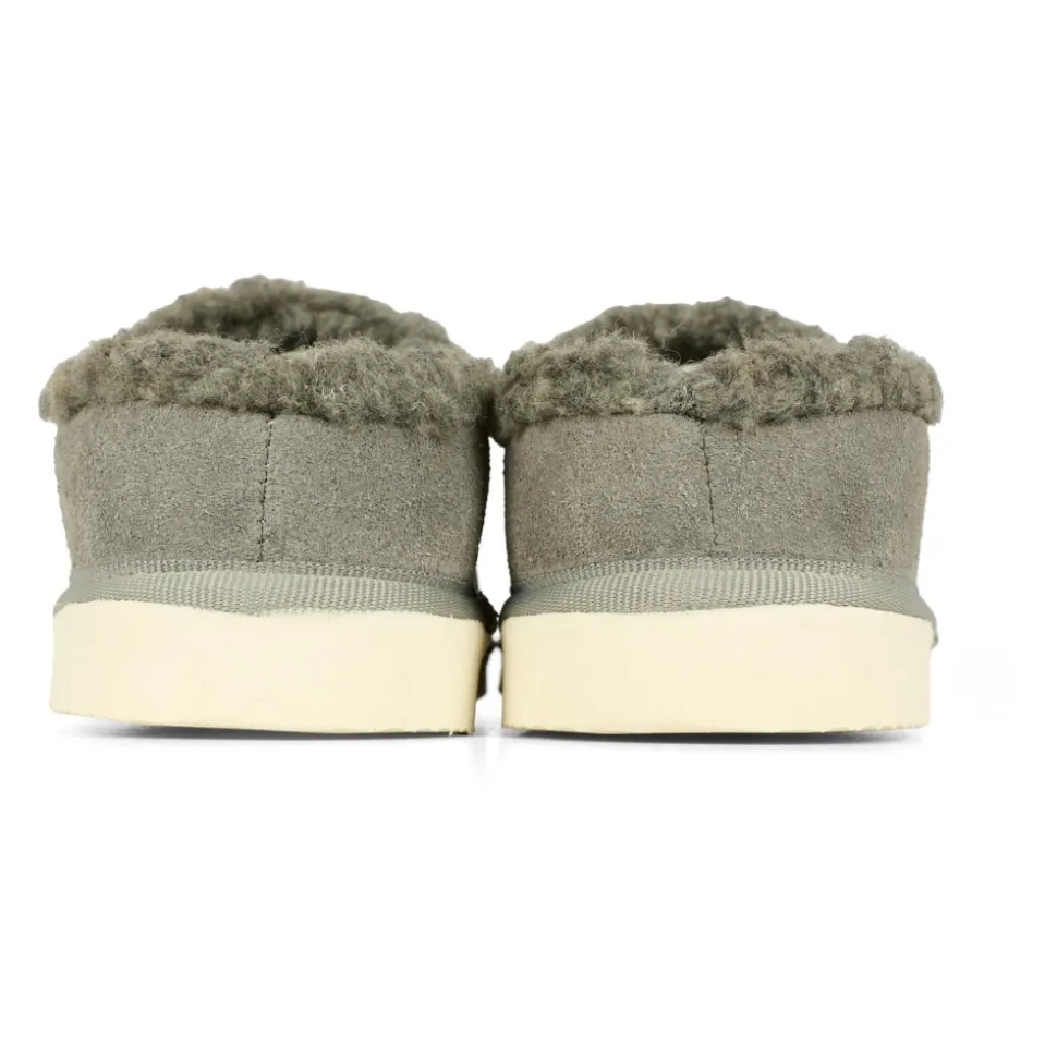 Grå Semskede Mules med Faux Shearling