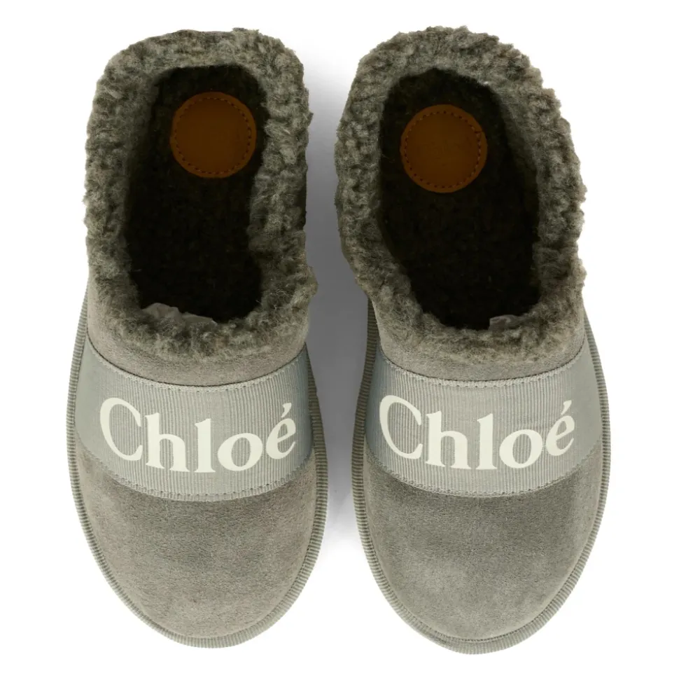 Grå Semskede Mules med Faux Shearling