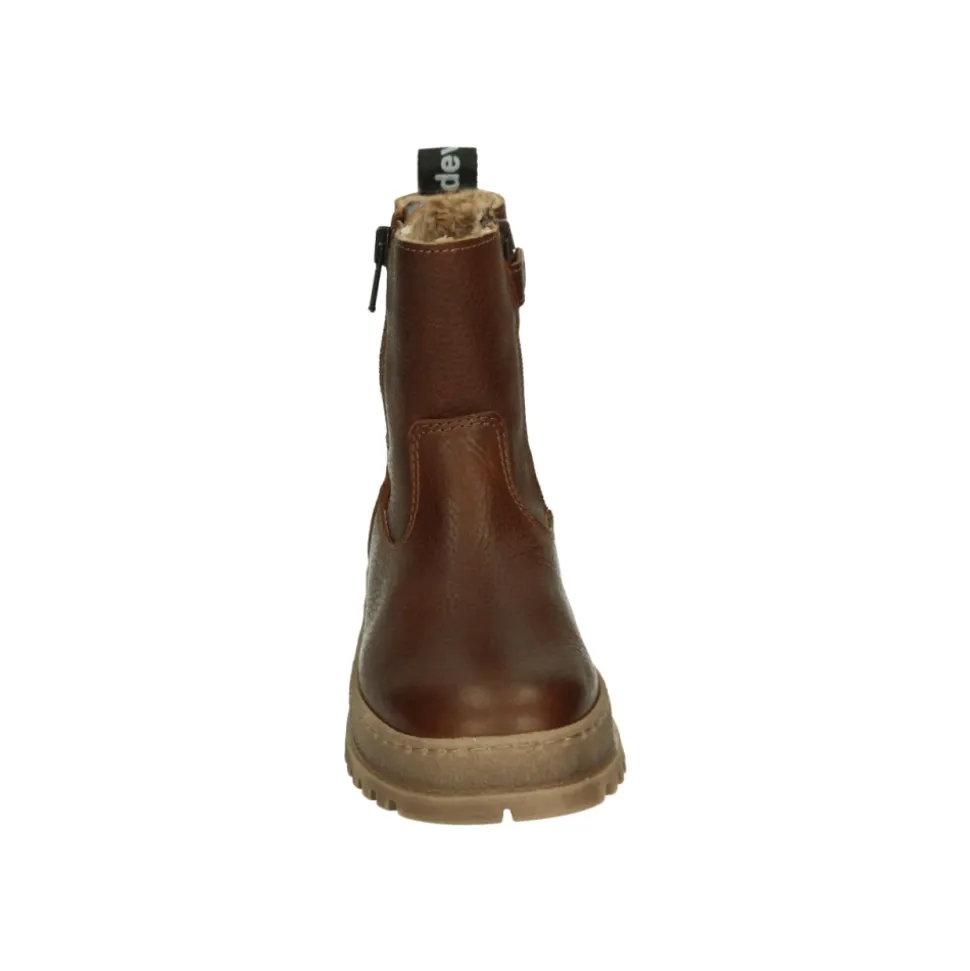 Gutter Pelsfôrede Støvler Cognac Lær