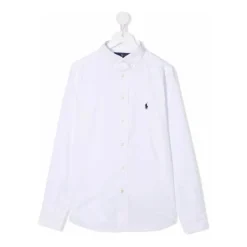 Hvit Button Down Skjorte med Logo