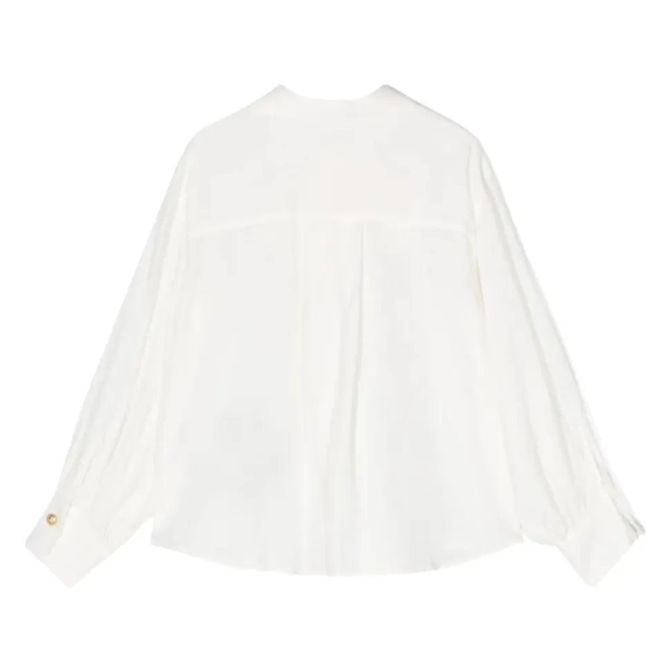 Hvit Chiffon Skjorte med Sløyfe