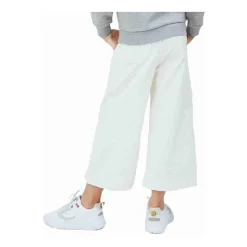 Hvit Culotte Stil Bomulls Bukser