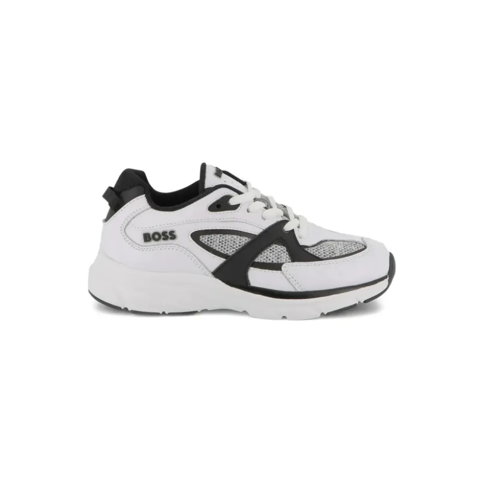 Hvite Sneakers Mesh Paneler Gummisåle