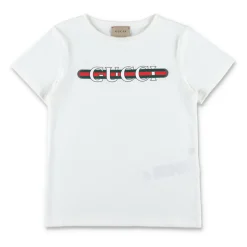 Hvit Logo T-skjorte med Web Print