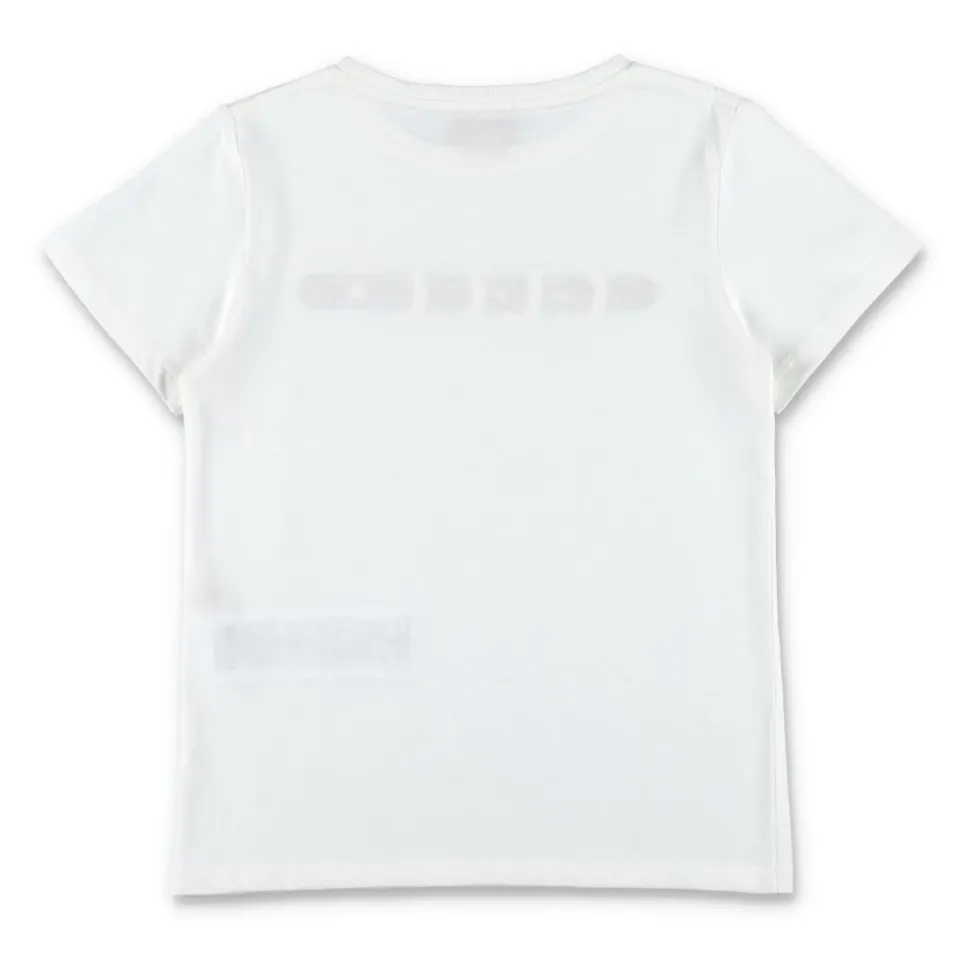 Hvit Logo T-skjorte med Web Print
