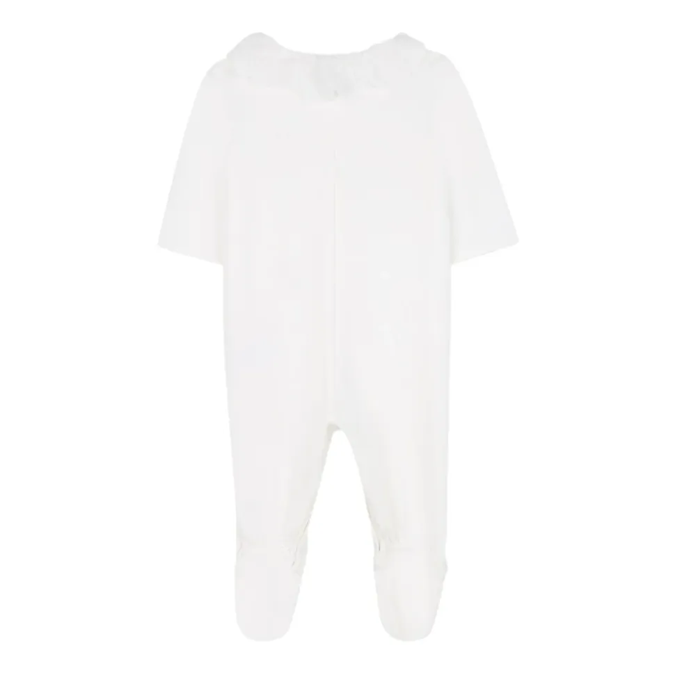 Hvit Pyjamas Sett med Smekker og Lue