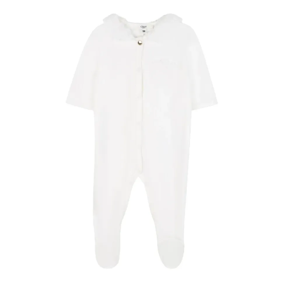 Hvit Pyjamas Sett med Smekker og Lue