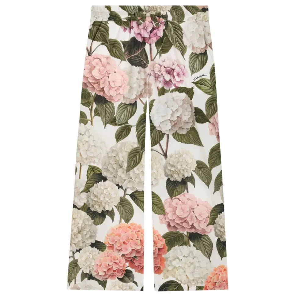 Hydrangea-print Poplin Bukser