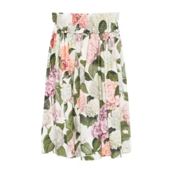 Hydrangea-print Poplin Skirt