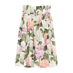 Hydrangea-print Poplin Skirt