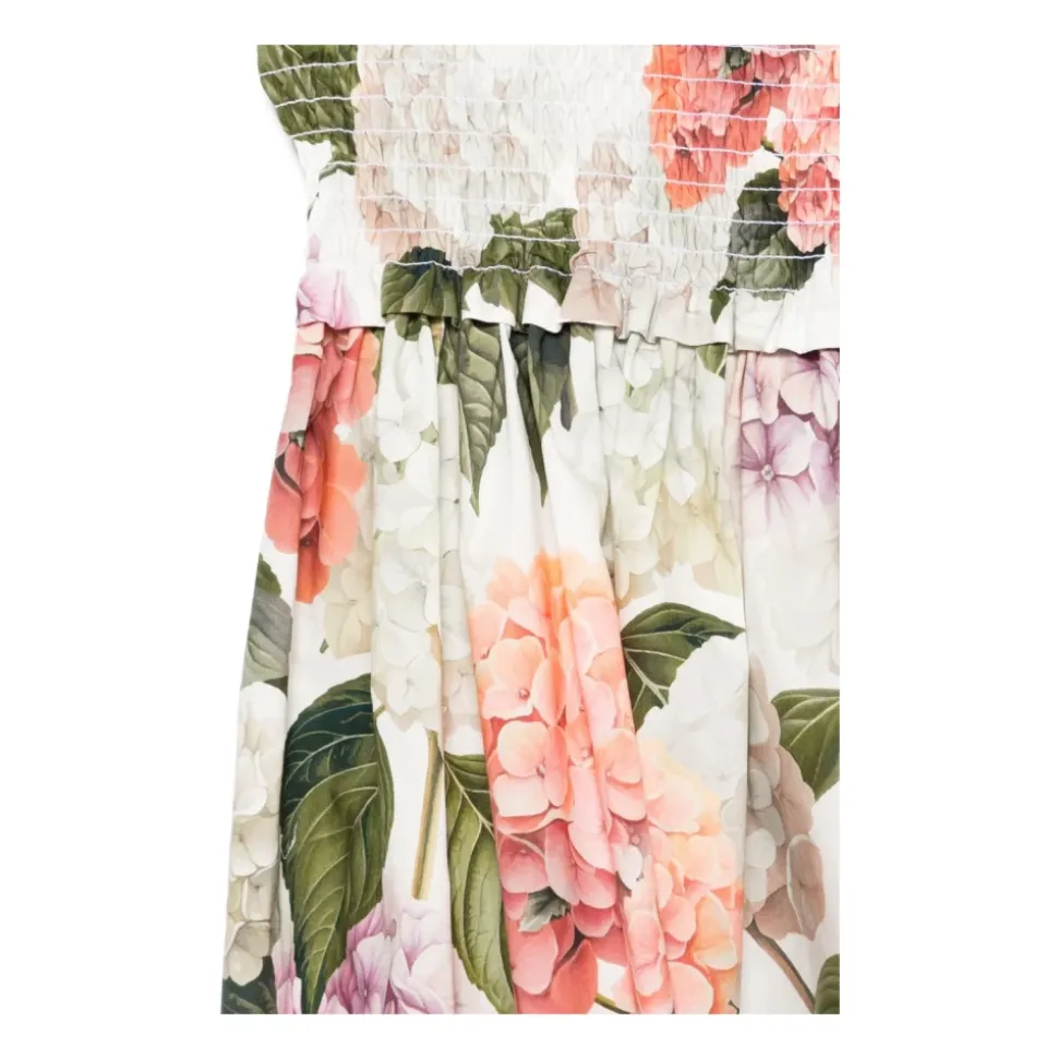 Hydrangea-print Poplin Skirt