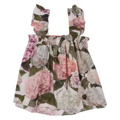 Hydrangea-print Poplin Top