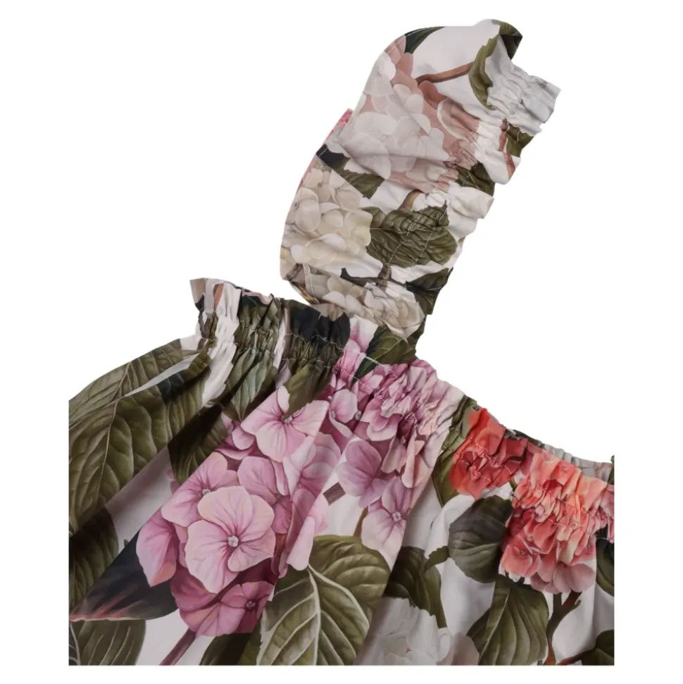 Hydrangea-print Poplin Top