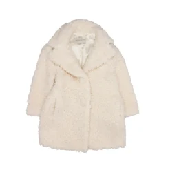 Ivory Faux Fur Kåpe med Reverskrage