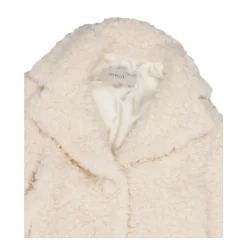 Ivory Faux Fur Kåpe med Reverskrage