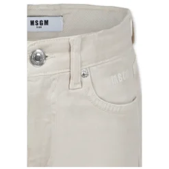 Ivory Five-Pocket Frayed Jeans