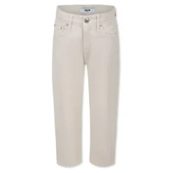 Ivory Five-Pocket Frayed Jeans