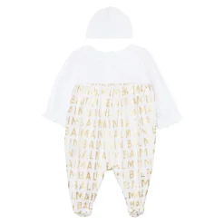 Jacquard Logo-Motif Romper & Beanie Sett