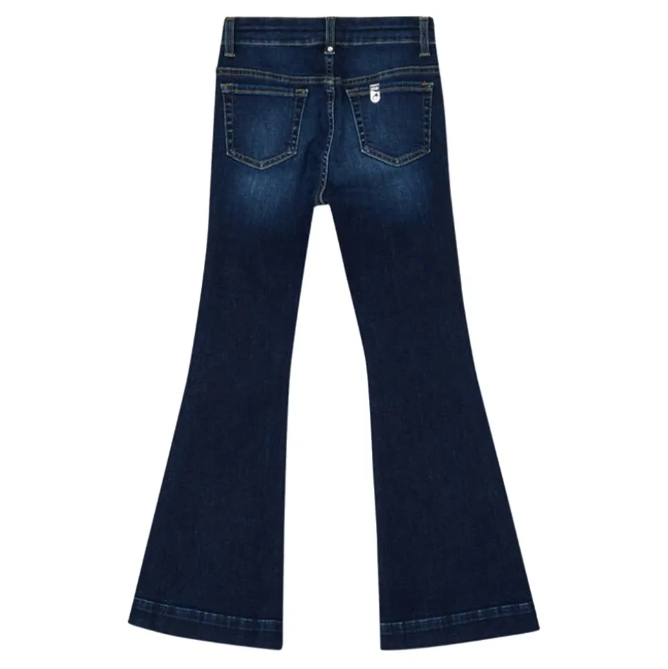 Jeans elastisk femlommers med medium vask og vide ben