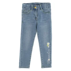 Jeans i stretchbomull med broderi