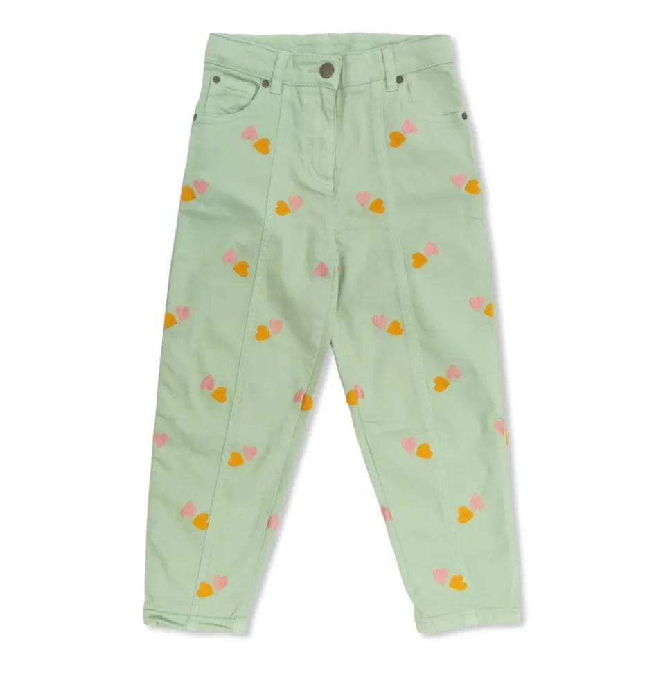 Jeans med brodert mønster