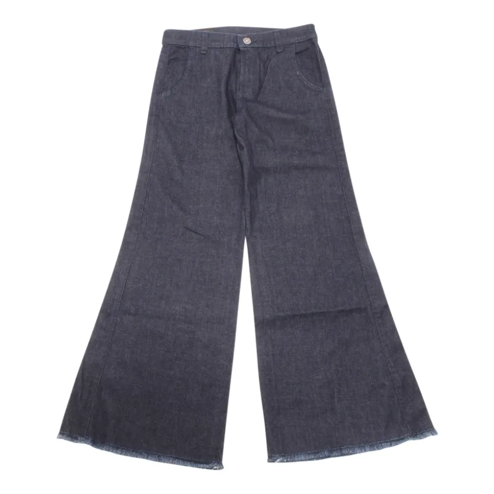 Jeans med sleng og frynsete kant