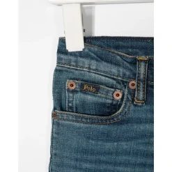 Klassiske Blå Bomullsjeans Rett Ben