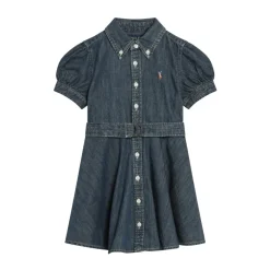 Kortermet twill denim skjortkjole med knapper