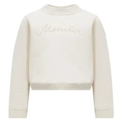 Kremet Cropped Genser med Ull Detaljer