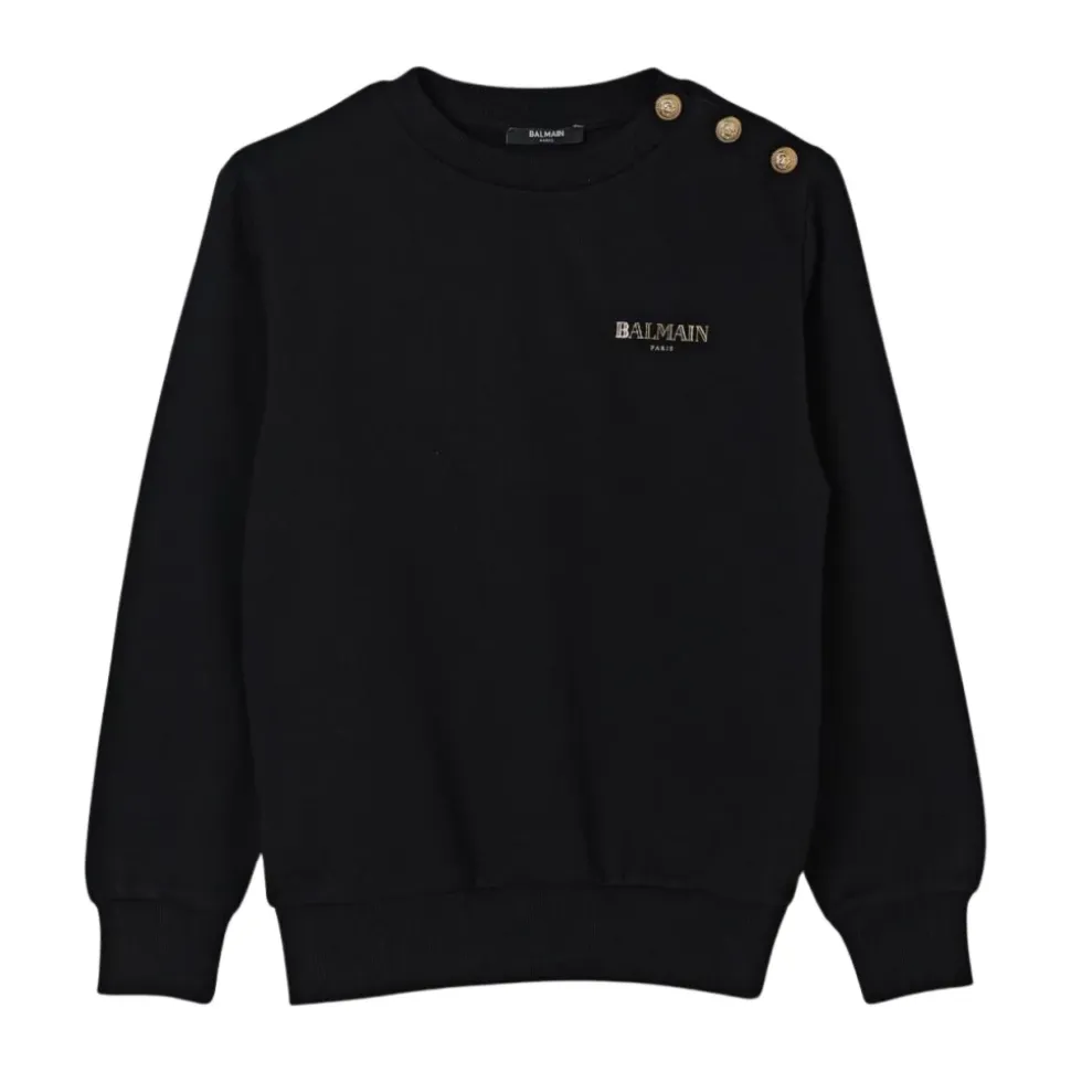 Logo Button Detail Sweatshirt