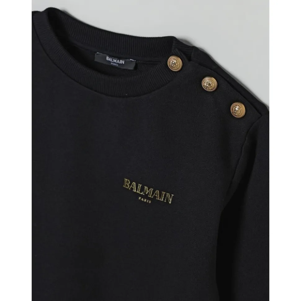 Logo Button Detail Sweatshirt