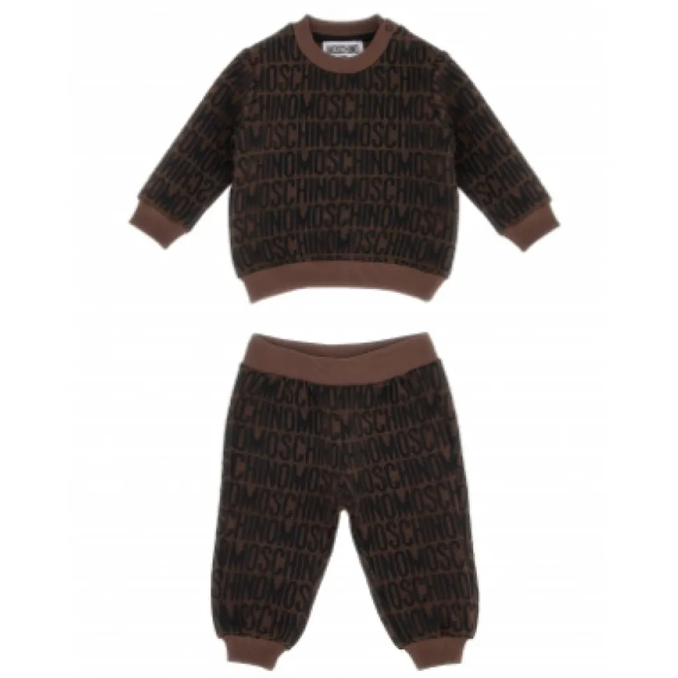 Logo Lettering Suit Set Crew Neck