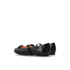 Lær ballettflats med elastisk stropp