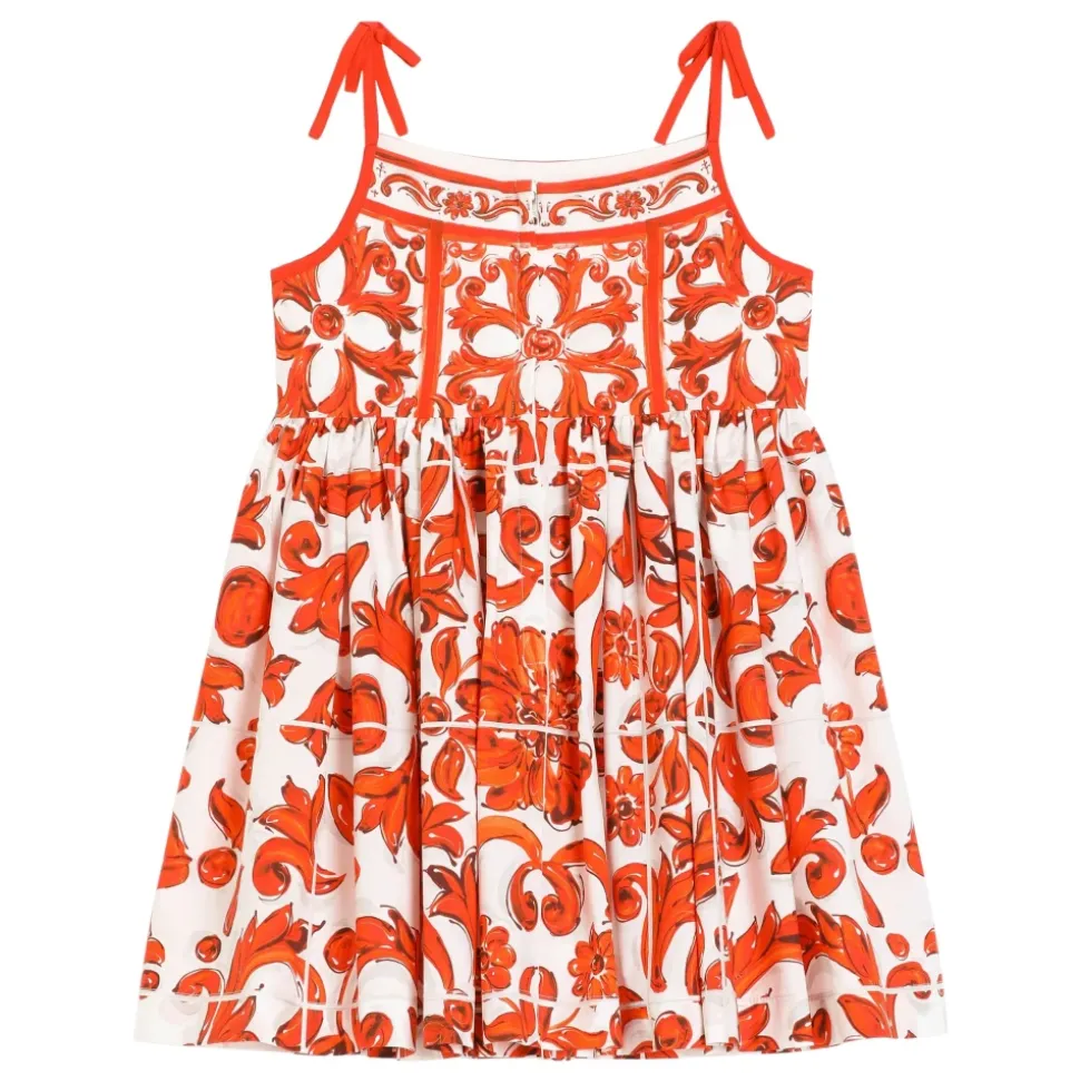 Majolica-print Poplin Kjole